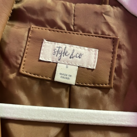 LIKE NEW Style & Co Brown Leather Jacket - Picture 3 of 7